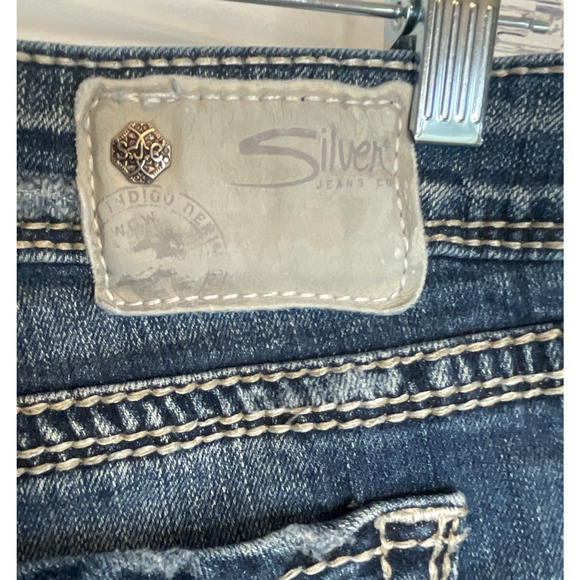 Silver Jeans Women`s Aiko Bootcut Jeans Sz 29X33L Thick Stitch Distress Cowgirl - Picture 12 of 16
